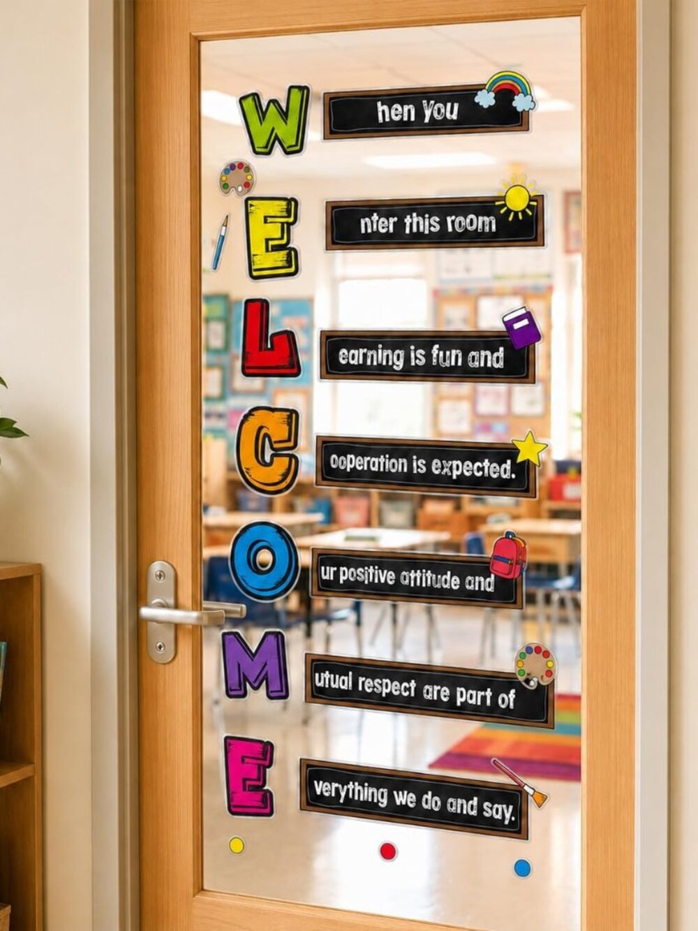 Welcome Window Door Clings Stickers,Welcome Poster for Classrooms Door Decoratio